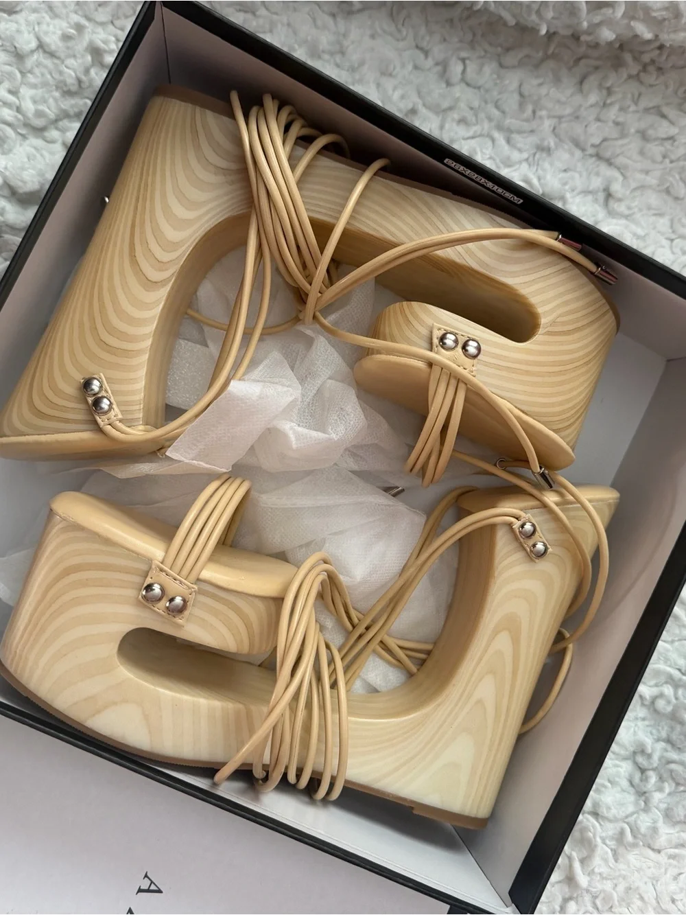Lace-Up Tan Platform Wedge Sandals